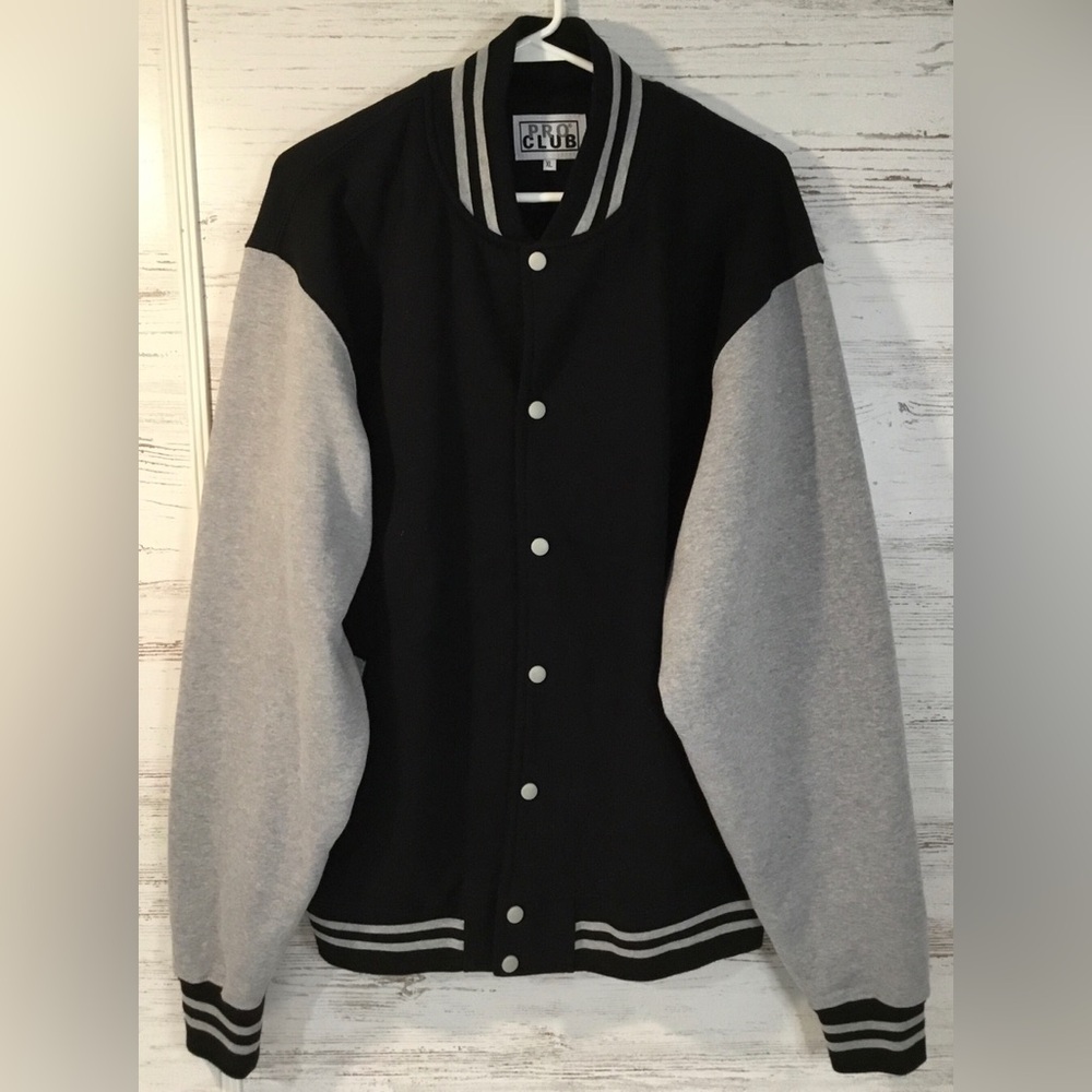 Pro Club Varsity Jacket, size XL, Black & Gray Letterman Jacket Style